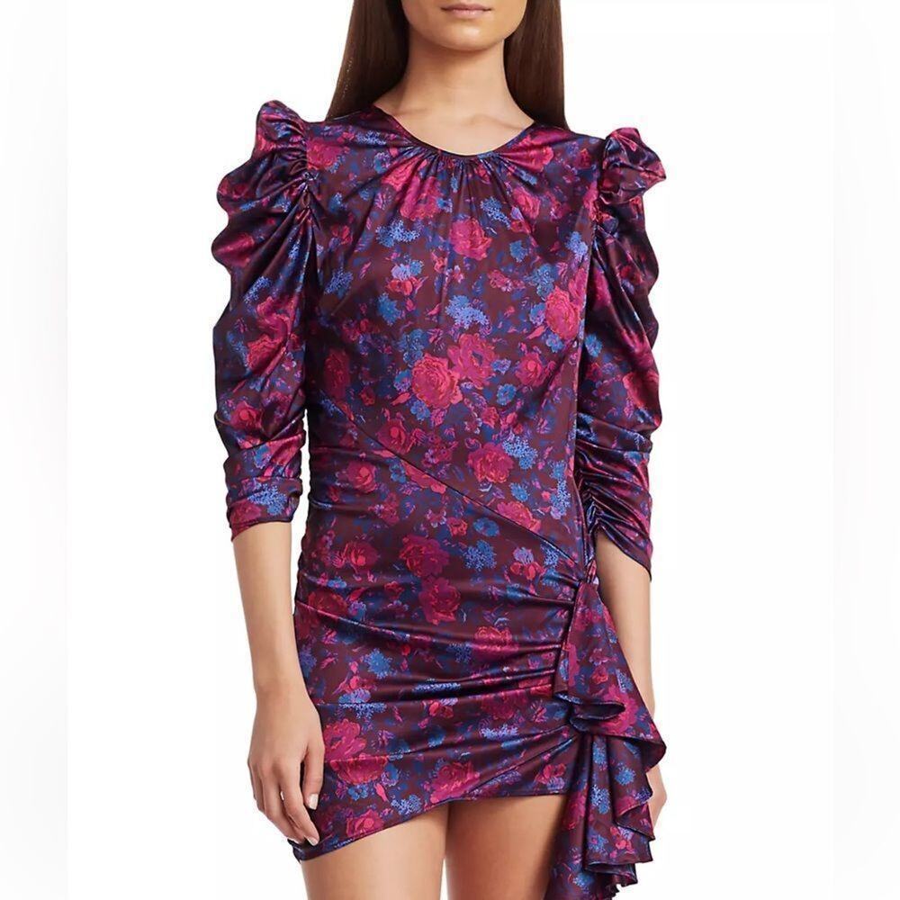 For Love & Lemons Endless Floral Puff Sleeve Bodycon Dress NWT XS